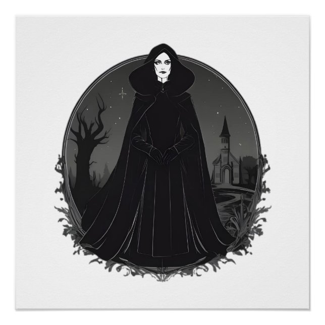 Póster Bruja gótica salem a medianoche (Anverso)