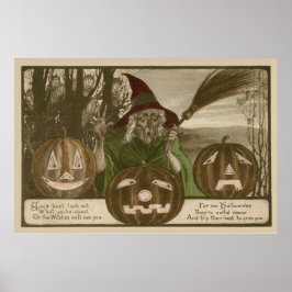 Póster Bruja Jack O' Lantern Calabaza Duende