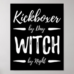 Póster Bruja Kickboxer Disfraz Divertido de Halloween de