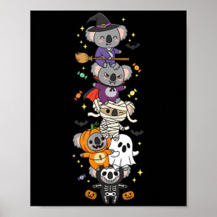Póster Bruja Koala Divertida Vampiro Fantasma Halloween N
