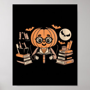 Póster Bruja Leyendo Magia De Calabaza De Luna Espeluznan