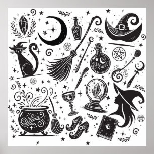 Póster Bruja Mágica Caprichosa Wicca Pagana