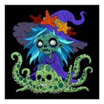 Bruja Marina Zombie de Dibujos Animados