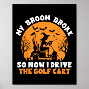 Póster Bruja montada en un carrito de golf Halloween dive
