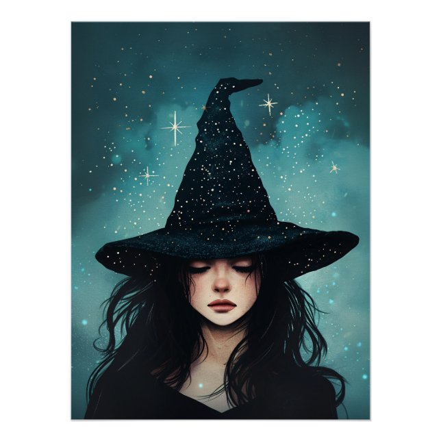Póster Bruja nocturna Whimsical Halloween (Anverso)