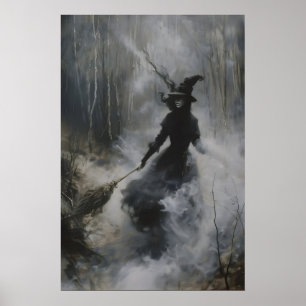 Póster Bruja Oscura en Bosque Oscuro, Bruja Gótica del Bo