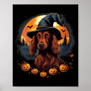 Póster Bruja Perro Setter Irlandés Espeluznante Halloween