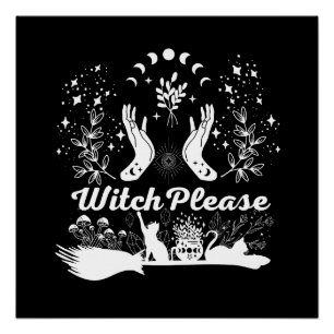 Póster Bruja, por favor: diseño de hechicería fácil