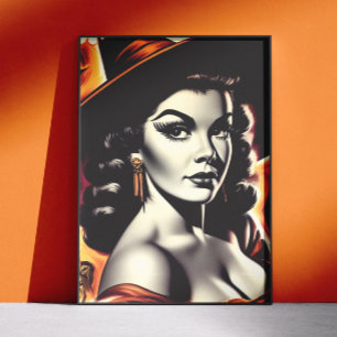 Póster Bruja Retro Pin-upBruja Retro Pin-up