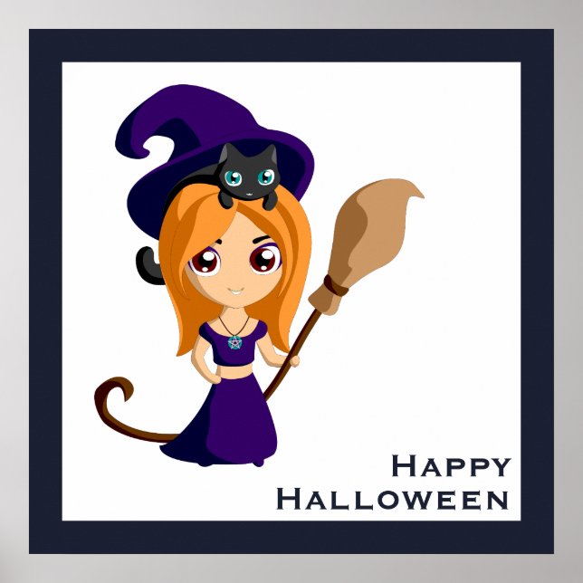 Póster Bruja suave en Halloween Gorra morado (Frente)