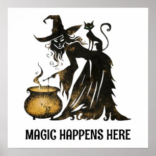 Póster Bruja y gato