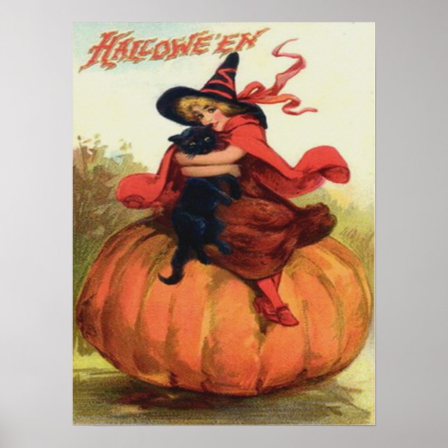Póster Bruja y gato negro (Frente)