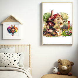 Póster Bruja y zorro lindos