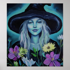 Póster BrujaDeLaFlorAuraAzul