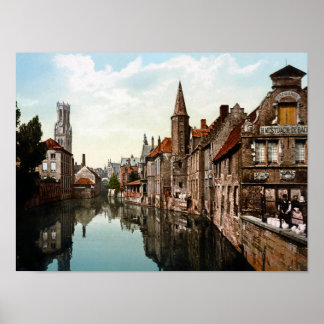 Póster Brujas Bélgica - Canal Y Belfry - 1900
