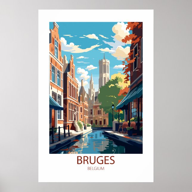 Póster Brujas Bélgica Famosos Lugares de Viaje (Frente)