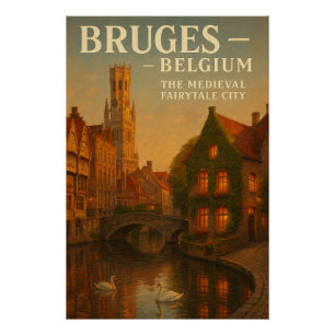 Póster Brujas, Bélgica – La ciudad de cuento de hadas med