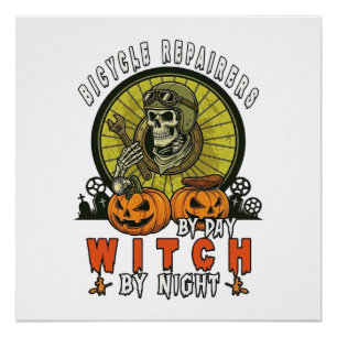 Póster Brujas Calabazas Llave Inglesa Cráneos Reparadores