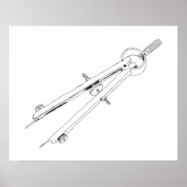 Póster Brújula de redacción ilustrada