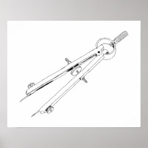 Póster Brújula de redacción ilustrada