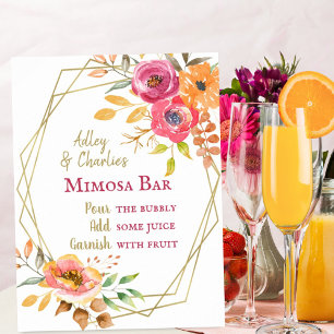 Póster Brunch de boda con flores de otoño moderno Mimosa