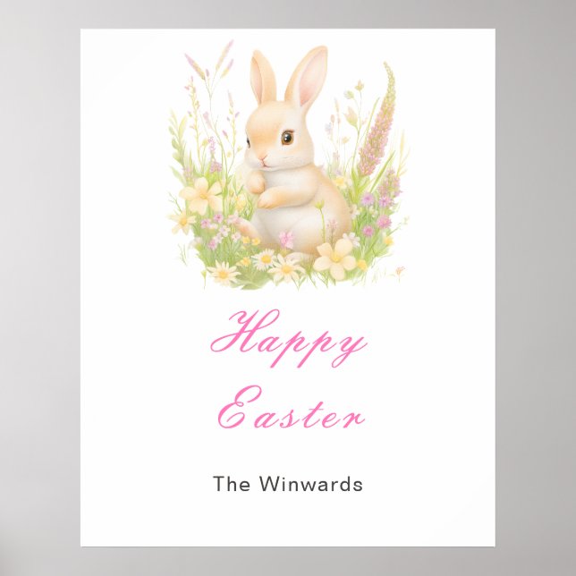 Póster Brunch de Pascua de conejo de primavera (Frente)