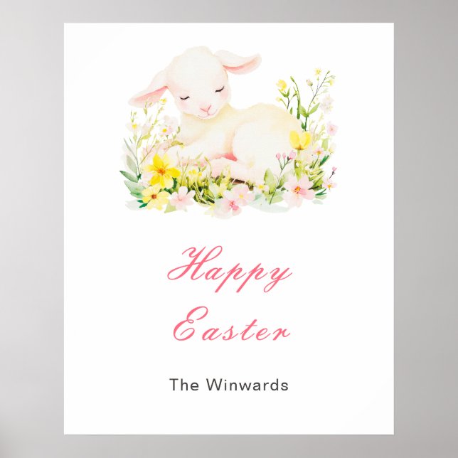 Póster Brunch de Pascua de Cordero de Primavera (Frente)