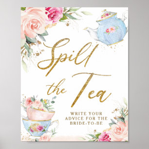 Póster Brunch Floral Fiesta de Té Despedida de Soltera So