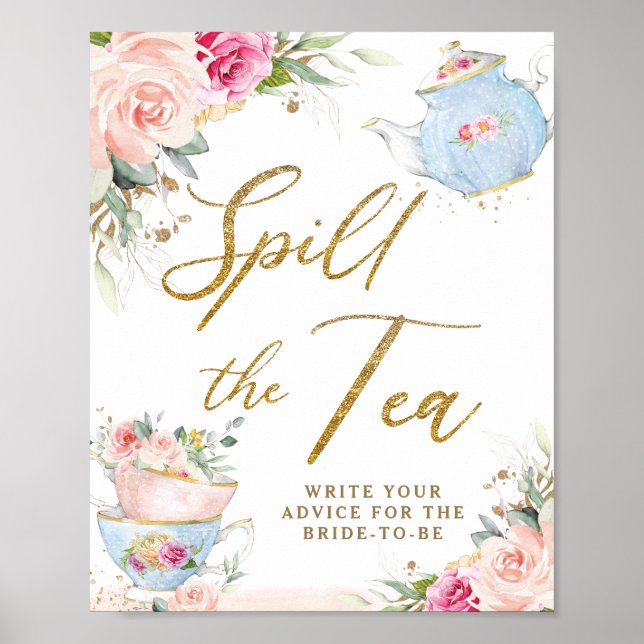 Póster Brunch Floral Fiesta de Té Despedida de Soltera So (Frente)