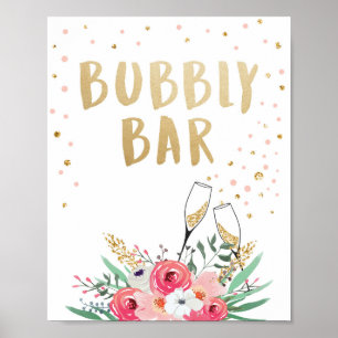 Póster Brunch y Burbujas Barra Floral Letrero de Mesa Nup