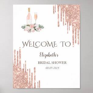 Póster Brunch y burbujas Rose Gold Drips Desayuno Nupcial