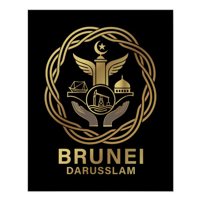 Póster Brunéi Darussalam Sudeste Asiático (Anverso)