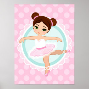 Póster Brunette Ballerina - Chica bailarina de ballet ros