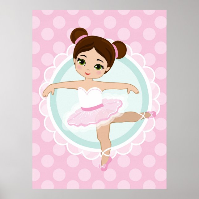 Póster Brunette Ballerina - Chica bailarina de ballet ros (Frente)