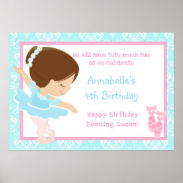 Póster Brunette Ballerina y Blue Damask