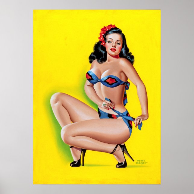 Póster Brunette en Bikini Pin Up (Frente)