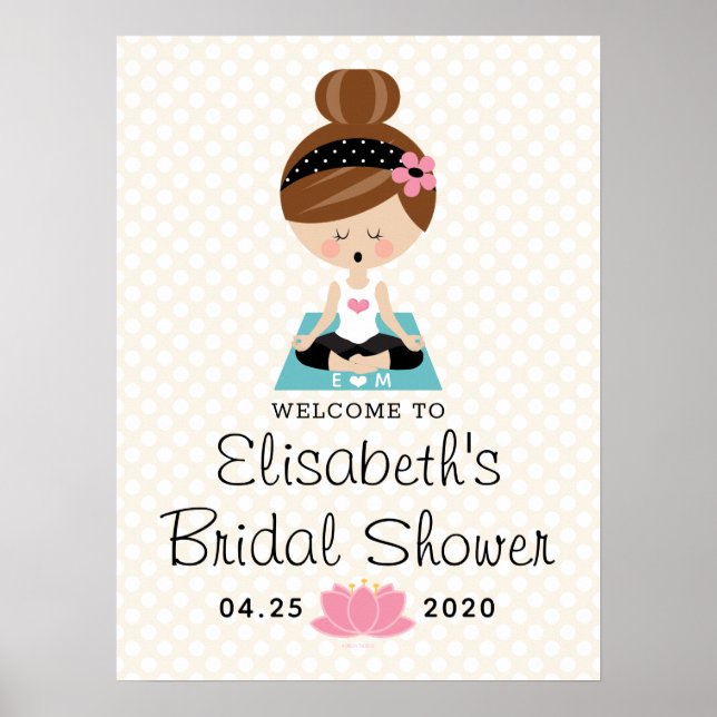 Póster Brunette Yoga Bridal Shower Signo de bienvenida (Frente)
