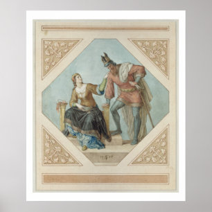 Póster Brunhilde y Hagen, ilustracion para 'El Niebelu