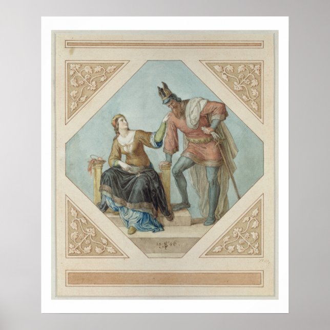 Póster Brunhilde y Hagen, ilustracion para 'El Niebelu (Frente)