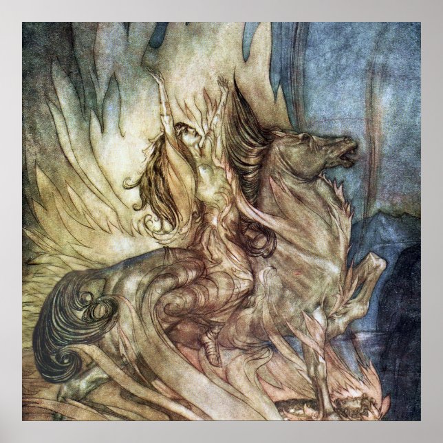 Póster “Brunilda en la pira funeraria” de Arthur Rackham (Frente)