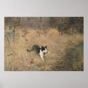 Póster Bruno Liljefors - Caza de pájaros gatos