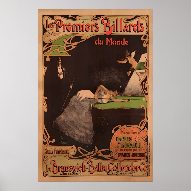 Póster Brunswick Billards Vintage Poster (Frente)