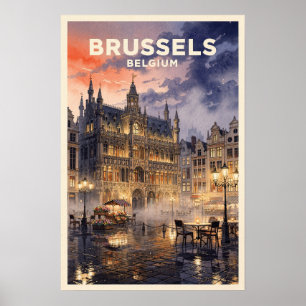 Póster Bruselas Bélgica Viaje Vintage