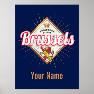 Póster Bruselas Capital Europa Bélgica Retro León Vintage