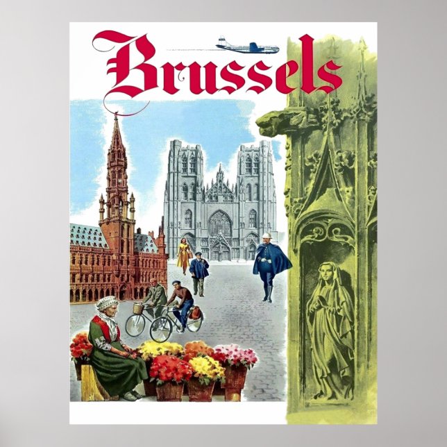Póster Bruselas, centro de la ciudad, Bélgica. Viaje de c (Frente)
