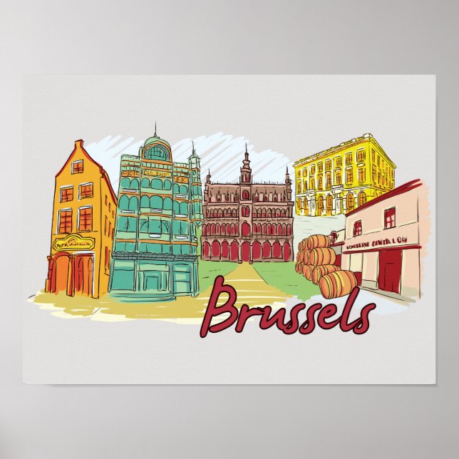 Póster Bruselas, ciudad famosa de Bélgica (Frente)
