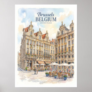 Póster Bruselas Grand Place Histórico