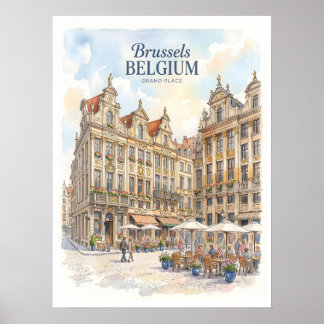Póster Bruselas Grand Place Histórico