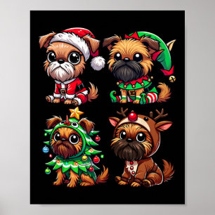 Póster Bruselas Griffon Christmas Tree Santa Elf Costume