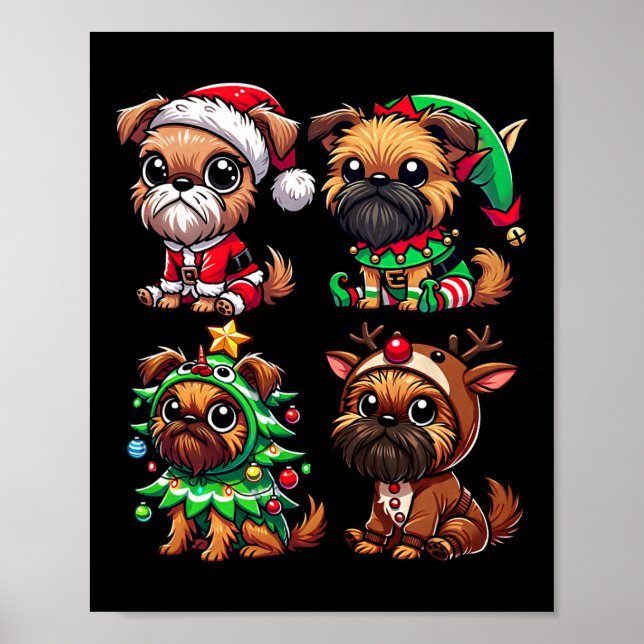 Póster Bruselas Griffon Christmas Tree Santa Elf Costume (Frente)